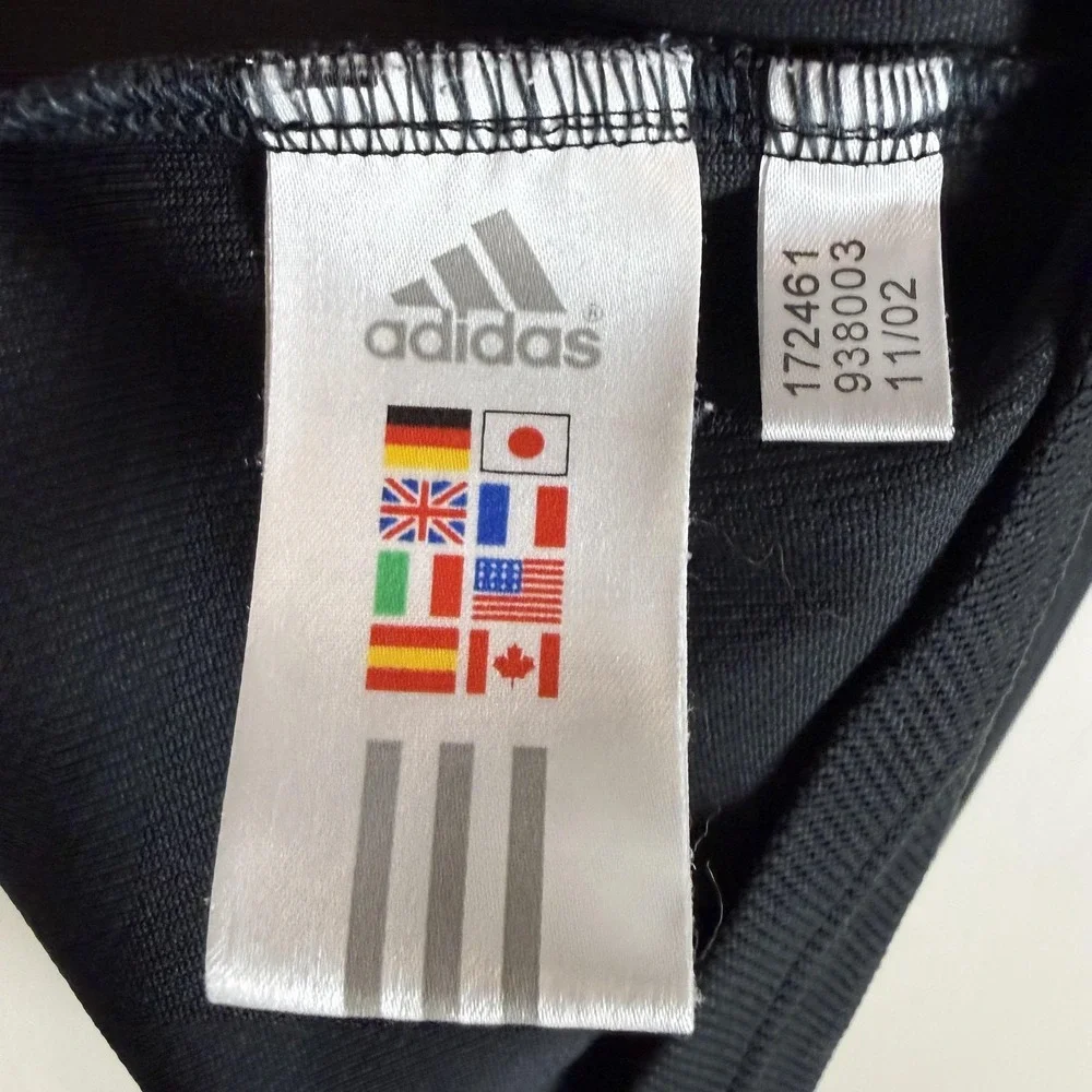 Vintage Adidas Shirt Mens Medium Black Mesh Stripe Short Sleeve Athletic Tee Y2K